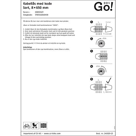 321 Go! Spirallås Med Kode - Sort 2 321 Go! Spirallås Med Kode - Sort - Billede 2