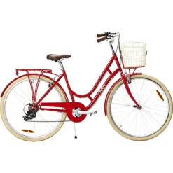 PUCH Old Style Dame Shopper 7 Gear 28" 2023 - Rød