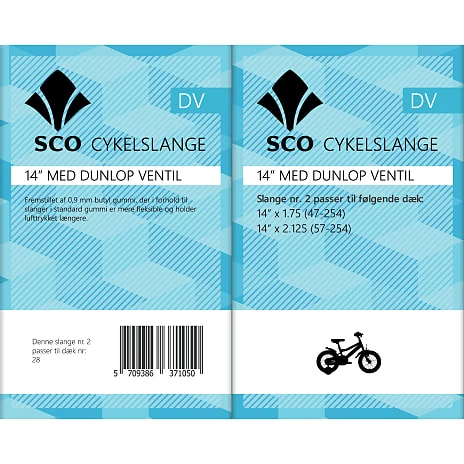 SCO 14" Cykelslange M/Dunlop Ventil 2 SCO 14" Cykelslange M/Dunlop Ventil - Billede 2