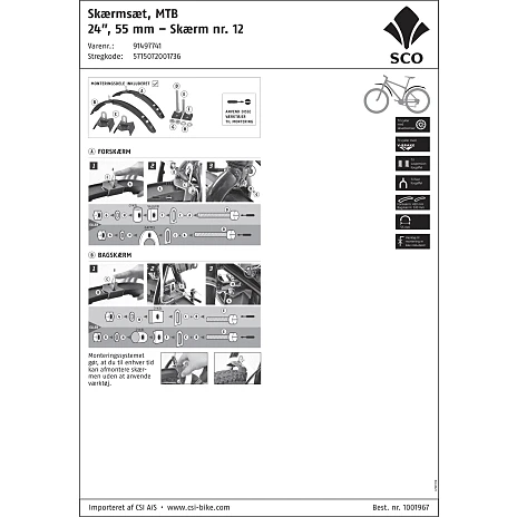 SCO For-og Bagskærm Til MTB - 55 Mm 2 SCO For-og Bagskærm Til MTB - 55 Mm - Billede 2