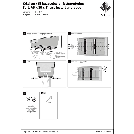 Sco Cykelkurv Bagagebærer - Sort 2 Sco Cykelkurv Bagagebærer - Sort - Billede 2