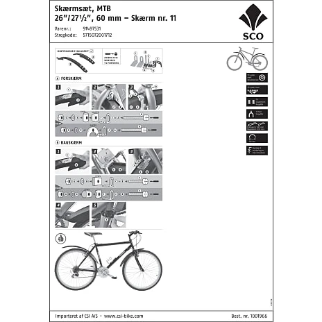 SCO For-og Bagskærm Til MTB - 60 Mm 2 SCO For-og Bagskærm Til MTB - 60 Mm - Billede 2