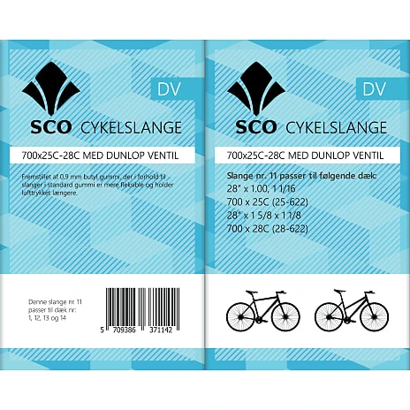 SCO 700X25-28C Slange M/Dunlop Ventil 2 SCO 700X25-28C Slange M/Dunlop Ventil - Billede 2
