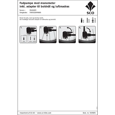 Sco Fodpumpe Med Manometer 2 Sco Fodpumpe Med Manometer - Billede 2